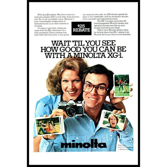 1980 Minolta XG-1 35mm SLR Camera Vintage Print Ad Film Photography Wall Art - Picture 1 of 1